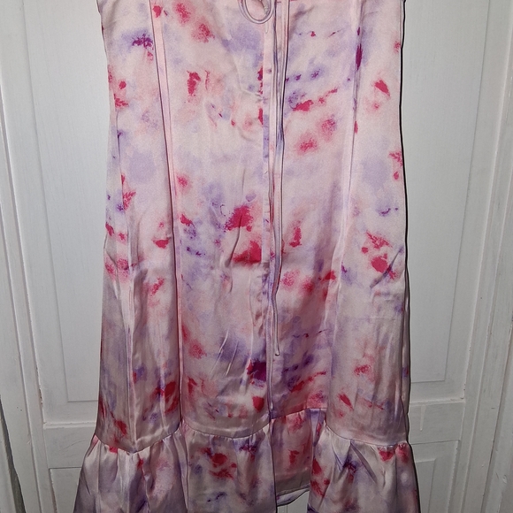 Emily Wonder Soft Pink Floral Tie-Dye Ruffle Strap Mini Dress - Picture 12 of 15